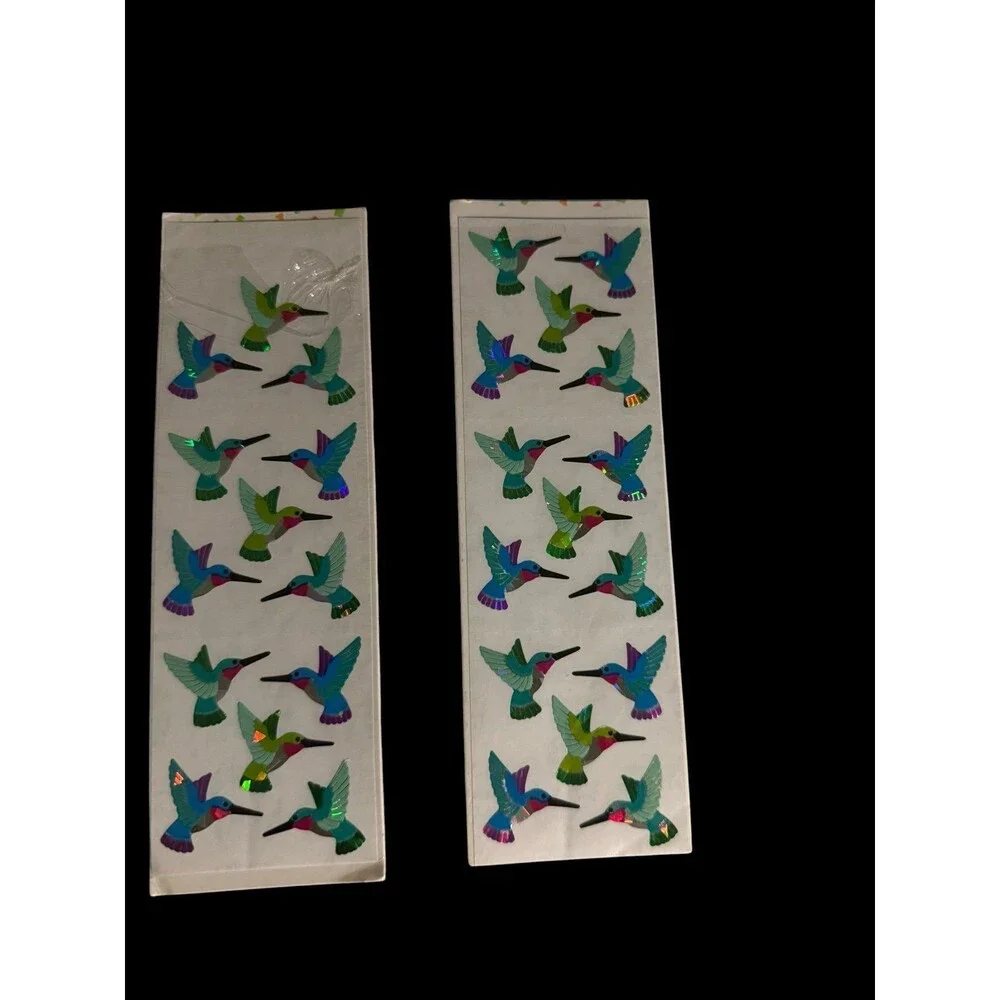 Vintage Sandylion Prismatic Hummingbird Stickers Lot of 3 Sheets 1990 Rare NOS
